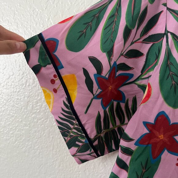 NWOT Katie Kime Sz S Pajama Shirt Top Novelty Print Fruits Lemons Soft Comfy - Picture 5 of 7